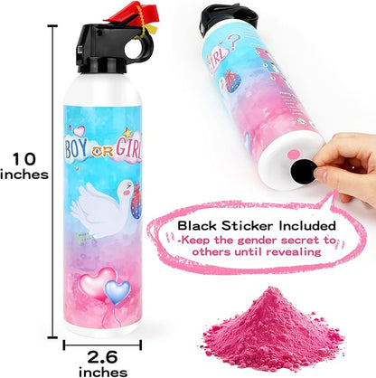 Gender Reveal Fire Extinguisher, 2 Pack Girl Gender Reveal Ideas Party Decor, Biodegragable Gender Reveal Party Supllies (Large)