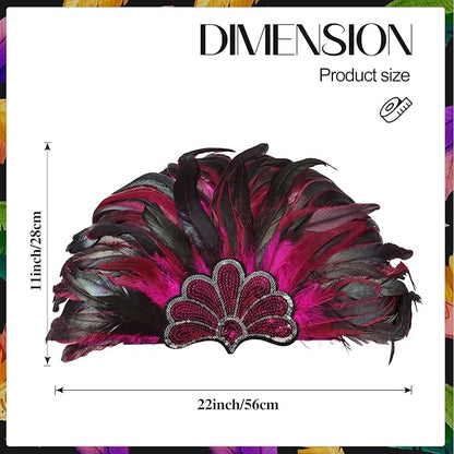 Women's Carnival Feather Headpieces Sequin Headdress for Wedding Masquerade Party Cosplay Feather Headbands