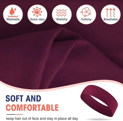 Hotop 20 Pcs Sport Stretchy Headbands for Girls Women Non Slip Soft Fabric Elastic Headband Bulk for Yoga DIY Team Gifts