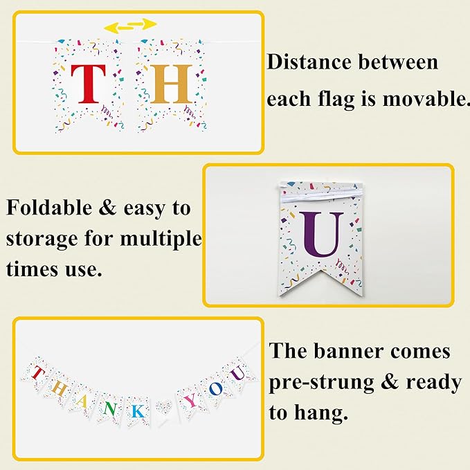 Thank You Banner for Teacher Doctor Staff Employee Appreciation Week Decorations Thank You Garland Bunting for Graduation Backdrop Nurse's Day Party Supplies Home Office Classroom Decor