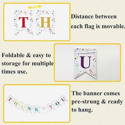 Thank You Banner for Teacher Doctor Staff Employee Appreciation Week Decorations Thank You Garland Bunting for Graduation Backdrop Nurse's Day Party Supplies Home Office Classroom Decor