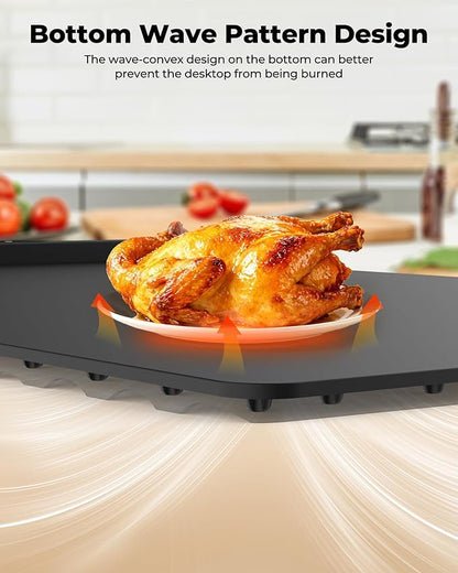 Electric Warming Mat for Food (2-Pack)-Full Surface Fast Heating Silicone Warmer Tray with 3-Level Temperature, Auto-Off, Raised Feet for Table Protection, for Gatherings,Parties,Home Buffet