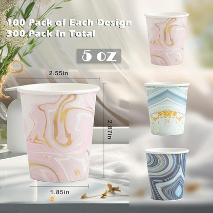 300 Pack 5 oz Paper Cups, Disposable Bathroom Cups, Small Mouthwash Cups, Mini Paper Cups for Bathroom (European-style 300Count)