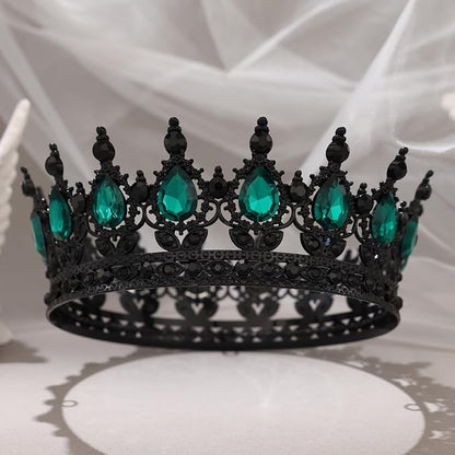 Black Crown for Women Crystal Tiara and Queen Crown for Girl Wedding Headband for Bride Hair Accessories for Costume Birthday Party Cake Decoration Prom
