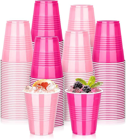 KesaPlan 50 PCS 12 OZ Plastic Cups, Party Cups Light Pink and Hot Pink Cups Disposable Drinking Cup Bulk For Bachelor Party Christmas Graduation Wedding Birthday Halloween Picnic Festive Celebrations