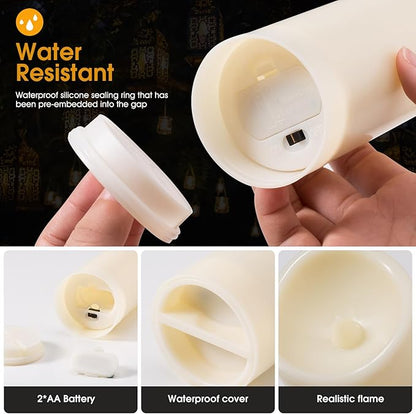 24-Pack LED Flameless Candles with Remote Control -Flickering Electric Candles- Timer Candles -3D Flame, for Halloween Christmas Parties,Wedding,Home,Gift and Special Occasions(Three Sizes)