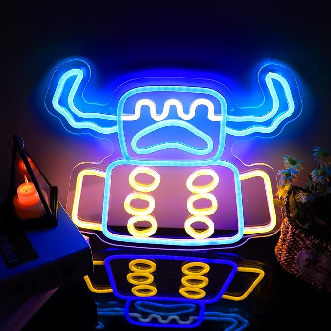ASDGGB Mine and ICraft Creeper Neon Sign – Eye-Catching LED Wall Art for Gaming Room, Bedroom & Streamer Setup – Cool Glow Robot Decor for Boys, Teens & Gamers –Gift for Mine ICraft Fans