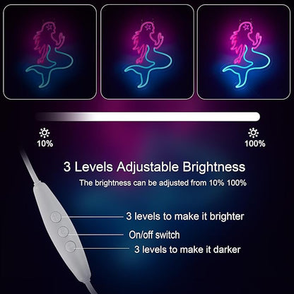Mermaid Neon Sign for Wall Décor Dimmable LED Bar Beer Neon Light USB Powered Neon Art Signs Decor
