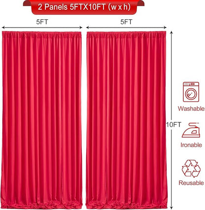 10 x 10 Red Backdrop Curtains for Parties, 10ft Long Curtains for Photo Background Red Wedding Drapes for Backdrop Birthday Baby Shower Bridal Shower Anniversaries Ceremony Prom Events Decorations