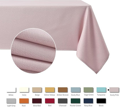 maxmill Textured Rectangle Tablecloth Water Resistant Wrinkle Free Spill-Proof, Soft Jacquard Table Cloth for Banquet Parties Event Holiday Dinner, Indoor and Outdoor Use, 60 x 84 Inch, Dusty Pink