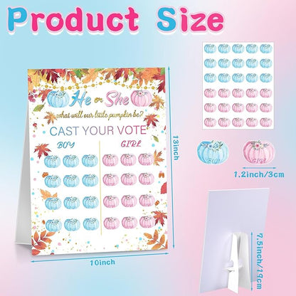 Poen Gender Reveal Board with Stand What Will Our Be Gender Reveal Game with 60 Pcs Voting Stickers for Cast Your Vote Guess Game Baby Shower(Warm)