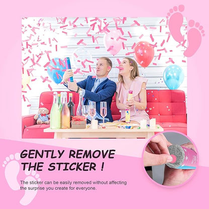 6 Pack Gender Reveal Confetti Cannon | No Powder Confetti Poppers | Ideal for Baby Girl Gender Reveal Decoration (6 Pink)
