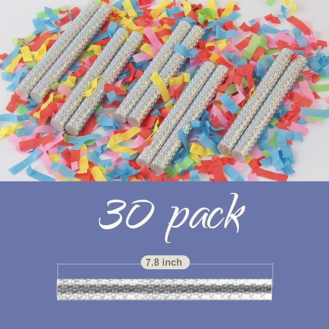 BATTIFE Confetti Wands, 7.8inch Confetti Shoot Poppers, Tissue Paper Flick Flutter Sticks for Wedding Celebrations, Anniversary, Birthday Parties, Colorful (40Pack)