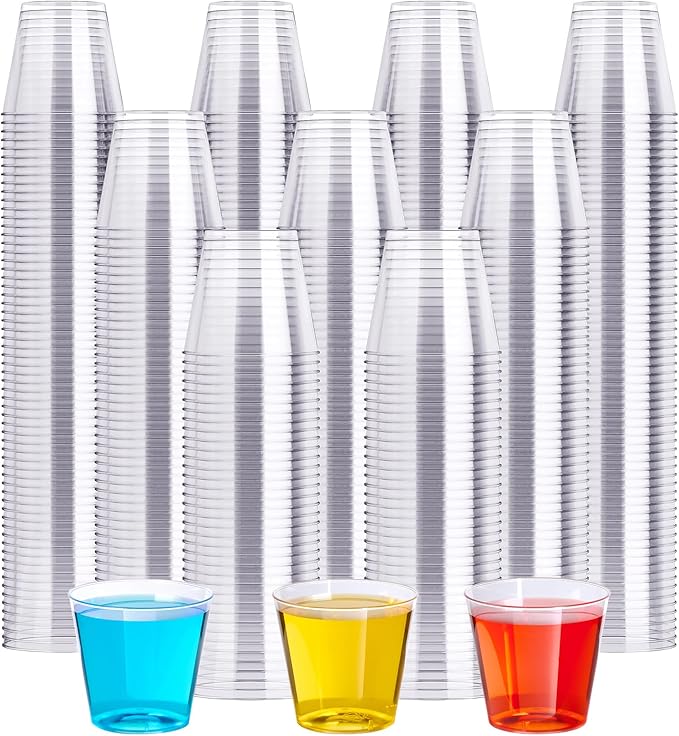1 OZ 500 Pack Plastic Shot Glasses, Disposable Cups, 1 Ounce Tasting Cups Party Cups Perfect for Whiskey, Wine Tasting, Food Samples, and Parties