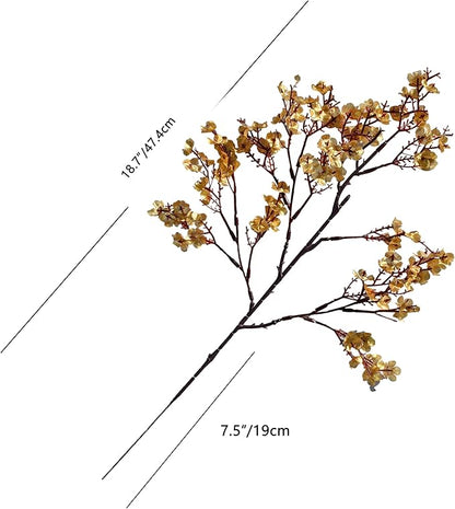 Mandy's Gold Artificial Baby’s Breath European Flowers 6 Bundles Silk Gypsophila with Bendable Stems for Fall Thanksgiving & Christmas Centerpiece Wedding Decor and Table Arrangements