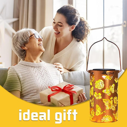 Christmas Gifts for Women, Solar Lanterns Outdoor Waterproof Butterfly Birthday Gifts for Women Mom Grandma Garden Decor Flower Hanging LED Decorative Light for Patio Yard Lawn Gardening Gifts