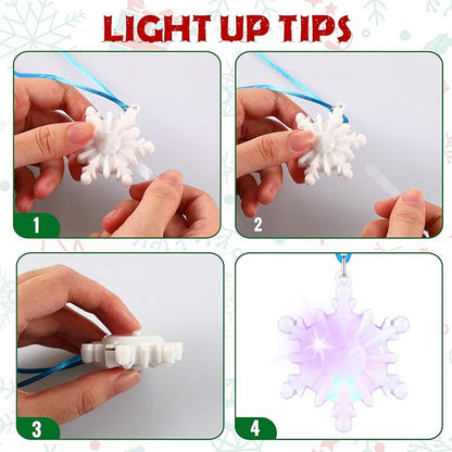 Yinkin 60 Pcs Christmas Light up Necklace for Adults Flashing Necklaces Christmas Accessory for Xmas Party Favors Stocking Stuffers Ornaments Decoration Party Supplies (Snowflake)