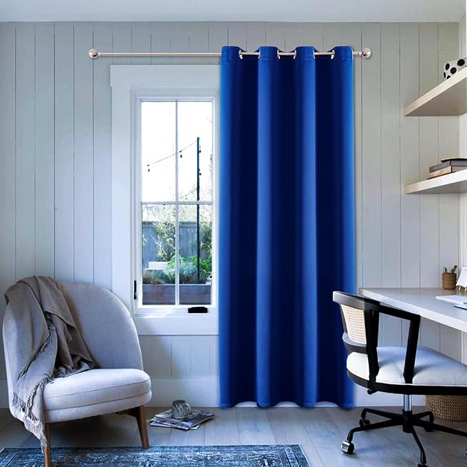 ChrisDowa Blackout Curtains 90 Inches Long for Living Room, Grommet Thermal Insulated Room Darkening Curtains for Bedroom (1 Panel Set, Royal Blue, 52W x 90L)