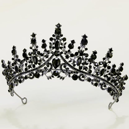 TOBATOBA Black Tiaras and Crowns for Women, Gothic Wedding Tiara, Black Swan Crown Gothic Halloween Costumes for Women Prom Cosplay Accessories