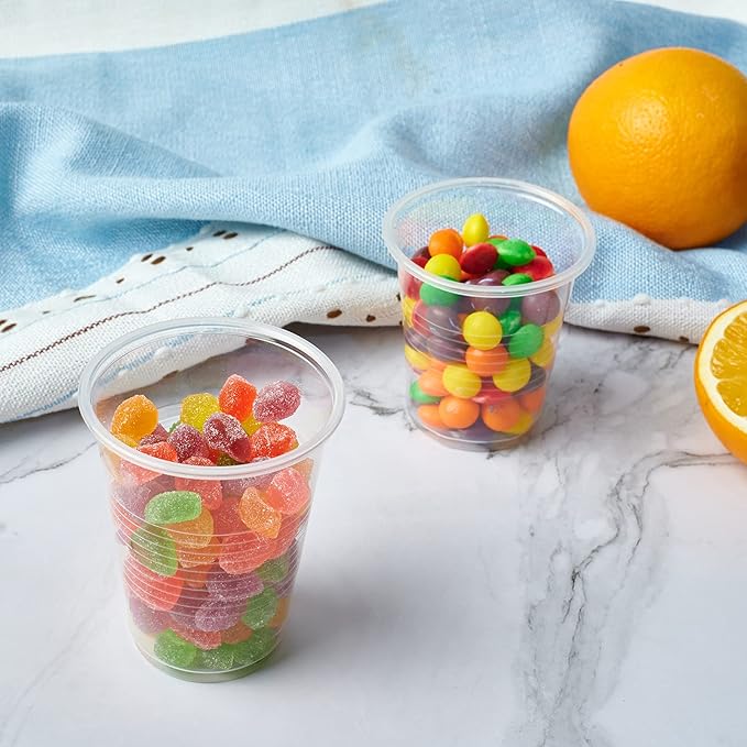 JOLLY CHEF 𝟔𝟎𝟎 𝐏𝐚𝐜𝐤 7 oz Clear Plastic Cups,7 Ounce Disposable Cups for Picnic,Travel, Halloween,Christmas Party and Events