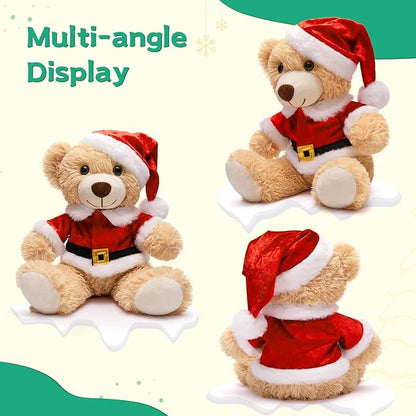 MaoGoLan 14 inch Christmas Teddy Bear Stuffed Animal Plush Bear with Classic Outfits - Removable 8'' Santa Coat & Hat Fits Most Small Plush Toys - Christmas Decorations & Gifts, 3 Pack