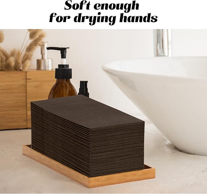 KAMMAK Napkins Disposable Coffee Cloth like Dinner Paper Napkins with Pocket 100 Pack Folded Luncheon Napkins Wedding Reception Bathroom Guest Hand Towel for Party Decoration, Kitchen,16.5 x 16.5 inch