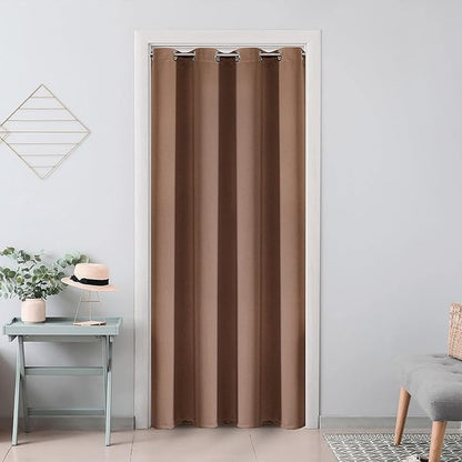 ChrisDowa Blackout Door Curtains for Doorway Privacy, Grommet Closet Curtains for bedroom closet door, Thermal Insulated Temporary Doorway Cover Room Divider Drapes (1 Panel, Cappuccino, 52 x 80 Inch)