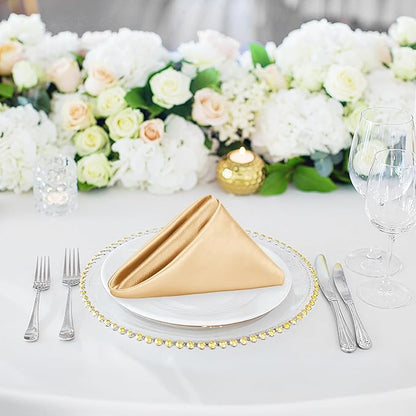 Bailarina 80 Pack Gold Satin Napkins,17x17 Inches Wedding Napkins Square Soft Silky Table Napkins Bulk Decorative Elegant Cloth Napkin for Party Decoration, Banquet,Wedding,Graduation