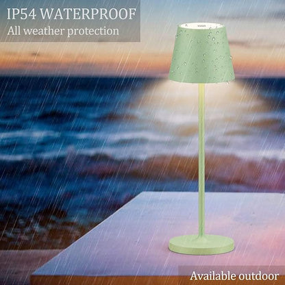 Ralaby IP54 Cordless Table Lamps Portable Rechargeable Battery Operated Lamp, Modern Aluminum Dimmable Indoor/Outdoor Cordless Desk Lamp for/Restaurant/Bar/Cafe/Bedroom (2 Pack,Green,4800mAh)
