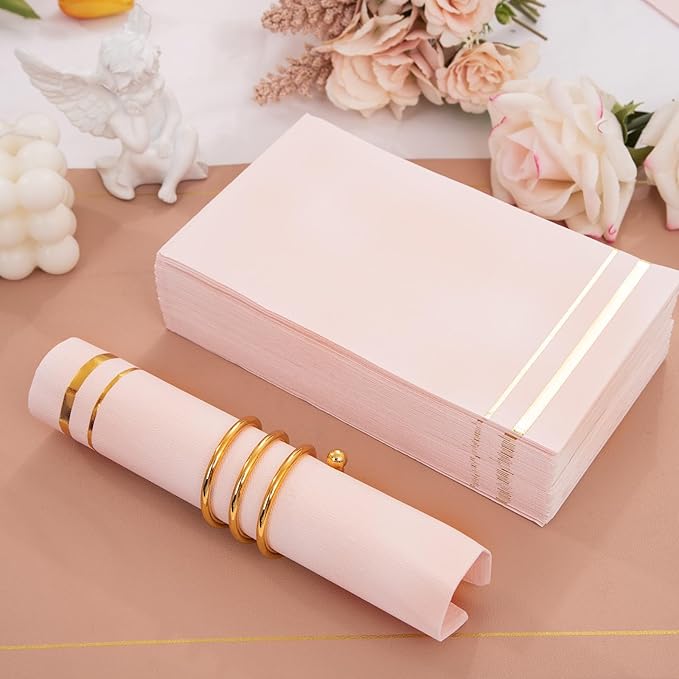 BUCLA 100-Count 3-Ply Disposable Pink Napkins - Pink Paper Napkins Disposable Premium Quality - Dinner Napkins Disposable Soft, Absorbent for Parties, Weddings&Mothers Day