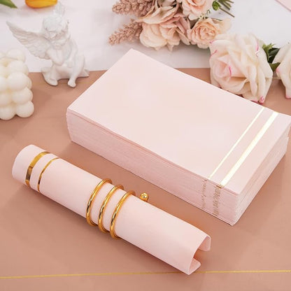 BUCLA 100-Count 3-Ply Disposable Pink Napkins - Pink Paper Napkins Disposable Premium Quality - Dinner Napkins Disposable Soft, Absorbent for Parties, Weddings&Mothers Day