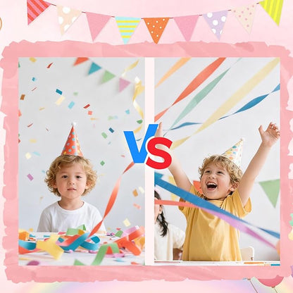 180 Pcs Hand Thrown Streamer Poppers Colorful, Confetti Streamers No Mess Paper Crackers Party Poppers for Halloween, Christmas, Thanksgiving Day, Birthday, Wedding, Celebrations, Graduation Party