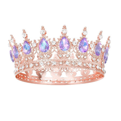 Purple Crown for Women Crystal Tiara and Queen Crown for Girl Wedding Headband for Bride Hair Accessories for Costume Birthday Party Cake Decoration Prom