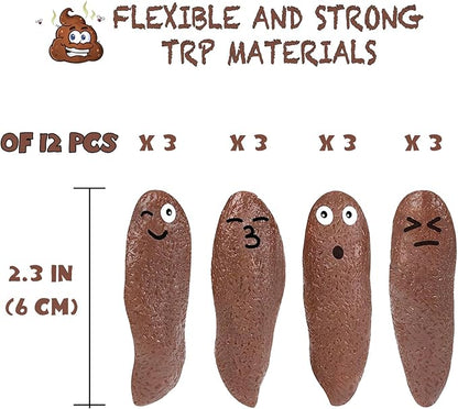 Poop Slingshot 12pcs Fake Poop Toys for Kids Stocking Stuffers, Funny Gag Gifts Bulk Party Favors Game Prizes, Sticky Poo Emotion Fidget Toys for Kids Age 3-5-7 4-8-12 Year Old Boys Girls Teens Adults