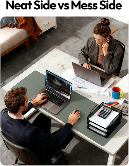 YSAGi Leather Desk Protector, Office Mat, Large Mouse Mat, Non-Slip PU Leather Blotter, Laptop Desk Pad, Waterproof Writing Pad for Office and Home (Dark Green, 47.2" x 23.6")