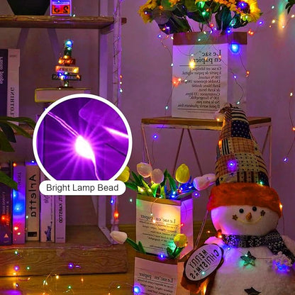 Easter String Lights Battery Operated, Mutilcolor LED Fairy Lights 16FT 50LED Silver Wire String Light Waterproof Easter Fairy Light Indoor for Bedroom Spring Party Christmas Decor(1, Mutilcolor)
