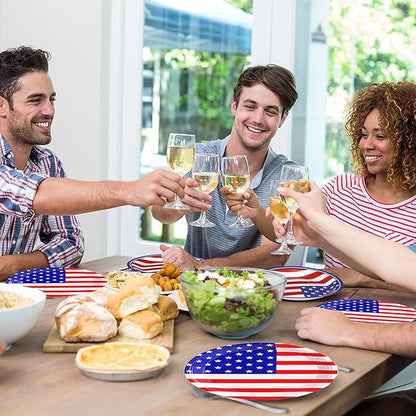 50Pcs 4th of July Paper Plates,4th of July Themed American Flag Patriotic Party Supplies,7inch American Flag Paper Plates,for Patriotic Party Veterans Memorial Day 4th of July Independence Day Decor