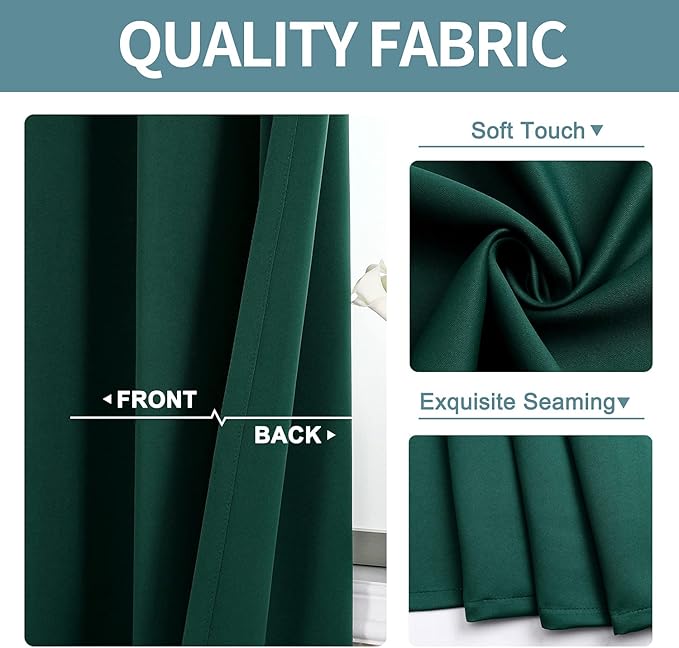 ChrisDowa Grommet Blackout Curtains for Bedroom - Thermal Insulated Room Darkening Curtains for Living Room (1 Panel Set, Forest Green,52W x 72L)