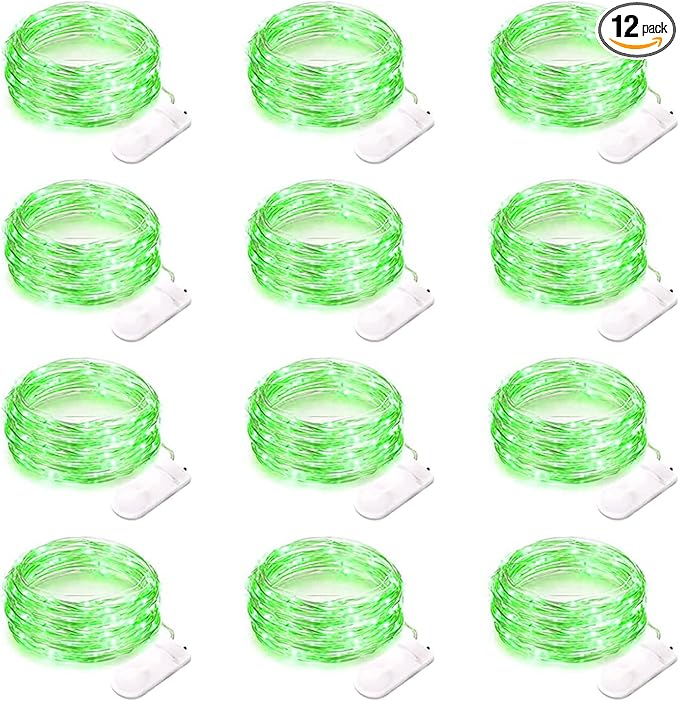12 Pack Fairy Lights Battery Operated String Lights，7FT 20LED Waterproof Silver Wire Christmas Lights Outdoor,Firefly Mini Lights for Bedroom Party Birthday Wedding Indoor Decorations Home Decor