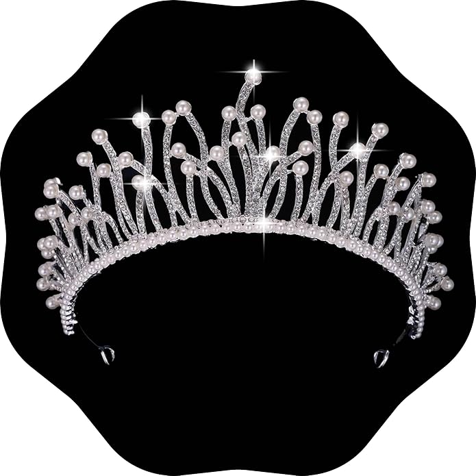 Kamirola - Baroque Wedding Crown Pearl Bride Tiaras Crystal Crown and Tiaras Flower Bridal Headpieces for Women and Birthday Prom Pageant Party Halloween… (Silver AB)