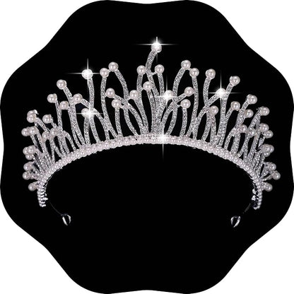 Kamirola - Baroque Wedding Crown Pearl Bride Tiaras Crystal Crown and Tiaras Flower Bridal Headpieces for Women and Birthday Prom Pageant Party Halloween… (Silver AB)