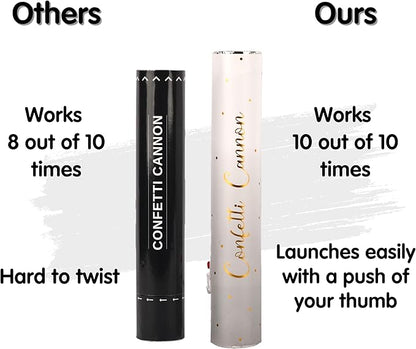 Confetti Cannon with Magic Snap - Pack of 6 Gold Poppers - Confetti Shooters for New Year's Eve, Birthday, Graduation, Party, Weddings - Confetti Launchers for any Celebration
