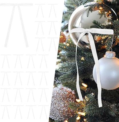 SIMISI RIBBON 24 Pcs White Velvet Christmas Tree Bows Door Garland Decor Vintage Wreath Bow (3/8'' Wide, 5 * 7 inch)