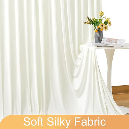 10x10 Ivory Backdrop Curtain for Wedding Parties Wrinkle Free Ivory Photo Curtains Backdrop Drapes Fabric Decoration for Baby Shower Photoshoot 5ft x 10ft,2 Panels