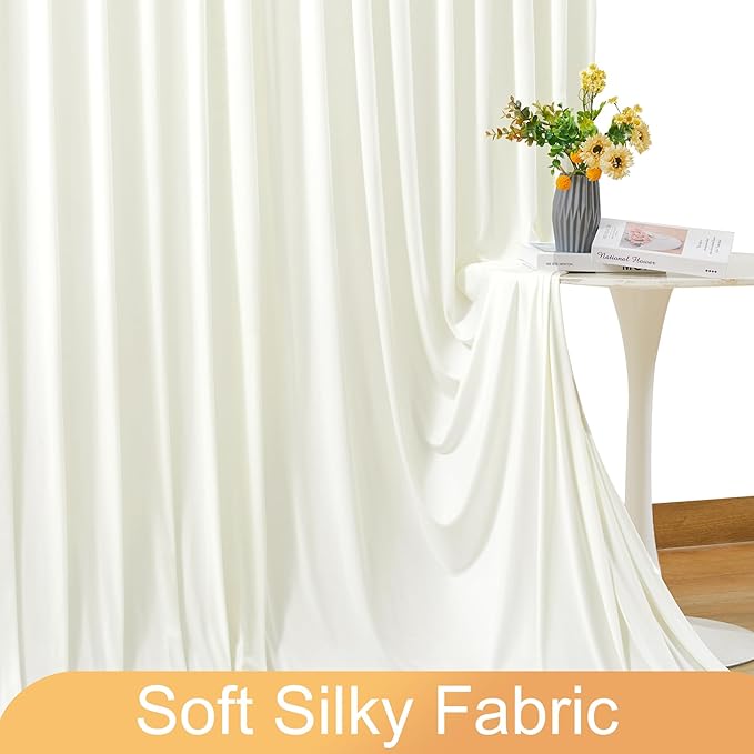 Ivory Backdrop Curtain for Wedding Parties Wrinkle Free Ivory Photo Curtains Backdrop Drapes Fabric Decoration for Baby Shower Photoshoot 5ft x 8ft,2 Panels