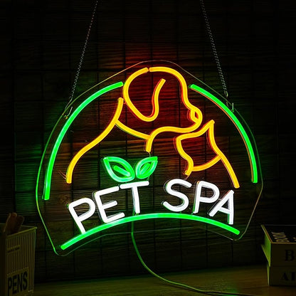 Pet SPA Neon Sign Dog And Cat LED Neon Light for Wall Decor Dimmable USB Powered Animal SPA for Pet Shop Pet Beauty Salon Pet Grooming Home Decor