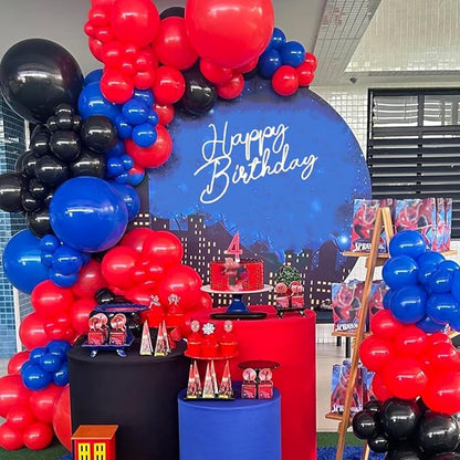 50pcs 12 Inch Black Red and Blue Balloons, Red Blue Silver Balloons Red Blue Balloon Black Red Blue Confetti Silver Latex Balloons for Birthday Baby Shower Graduation Party Decorations
