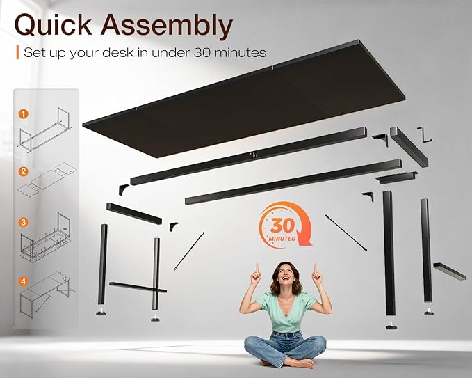 Coleshome 71 Inch Computer Desk with USB Ports, Large Office Desk, Long Study Student Writing Desk, Black