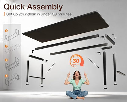 Coleshome 71 Inch Computer Desk with USB Ports, Large Office Desk, Long Study Student Writing Desk, Black