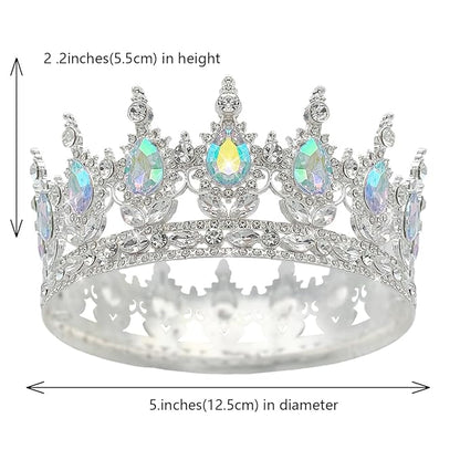 Queen Crown Rhinestone Wedding Crowns and Tiaras for Women Costume Party Hair Accessories Princess Birthday Crown Crystal Bridal Crown (Silver Crown-A+B)